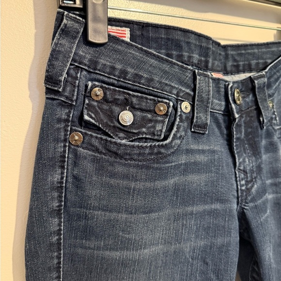 True Religion Dark Blue Flare Jeans Size 27 Y2K Retro Vintage Classic Pockets - Picture 6 of 16